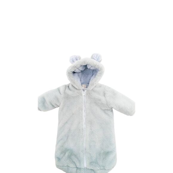 Mon Lapin Baby's Hooded Plush Baby Bunting Snowsuit Light Blue Size 0-6 Months - Picture 2 of 10